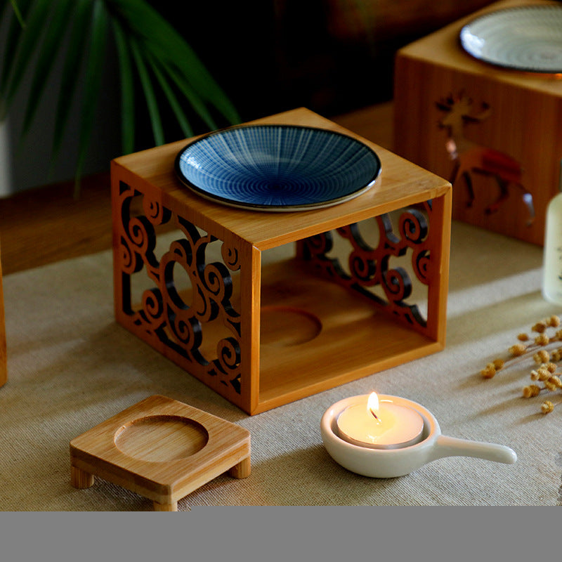 Bamboo Essential Oil Diffuser with Candle Holder