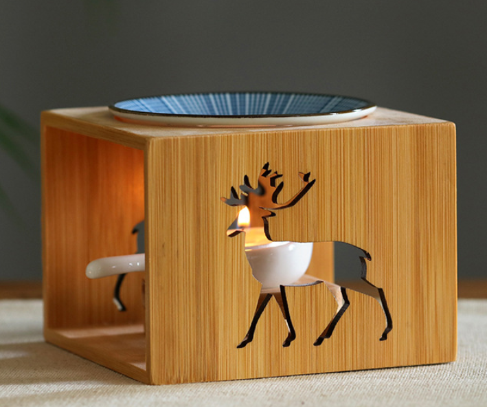 Bamboo Essential Oil Diffuser with Candle Holder