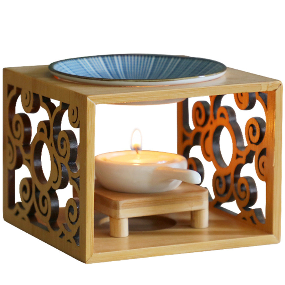 Bamboo Essential Oil Diffuser with Candle Holder