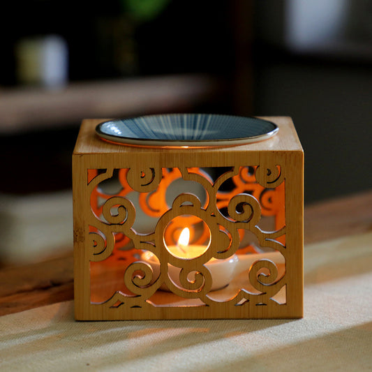 Bamboo Essential Oil Diffuser with Candle Holder