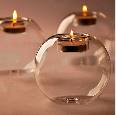 Crystal Lamp and Glass Candle Holder