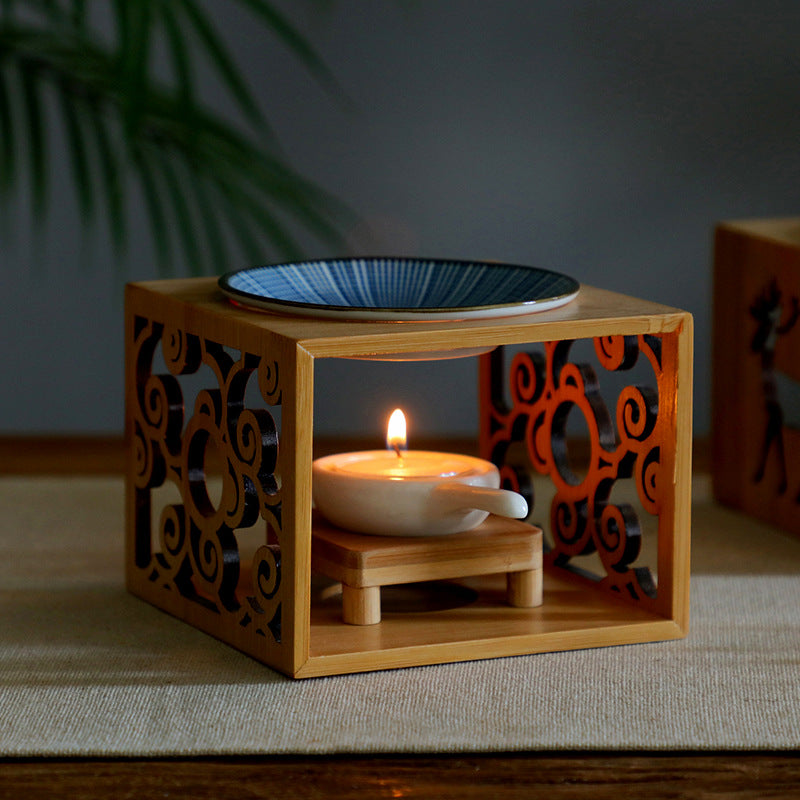 Bamboo Essential Oil Diffuser with Candle Holder