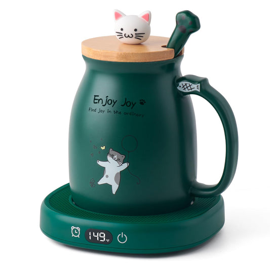 Bsigo Coffee Mug Warmer & Cute Cat Mug Set