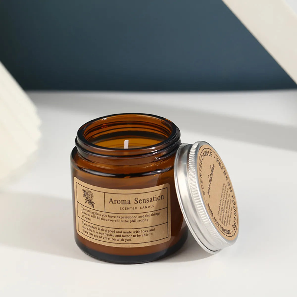 Brown Glass Cup Smokeless Aromatherapy Candle