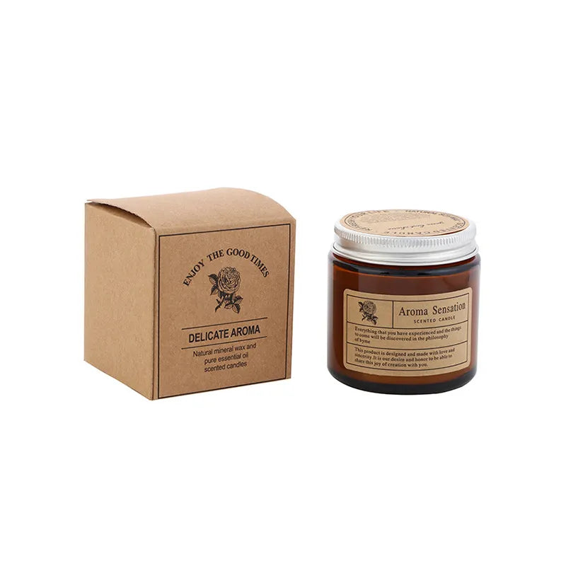Brown Glass Cup Smokeless Aromatherapy Candle